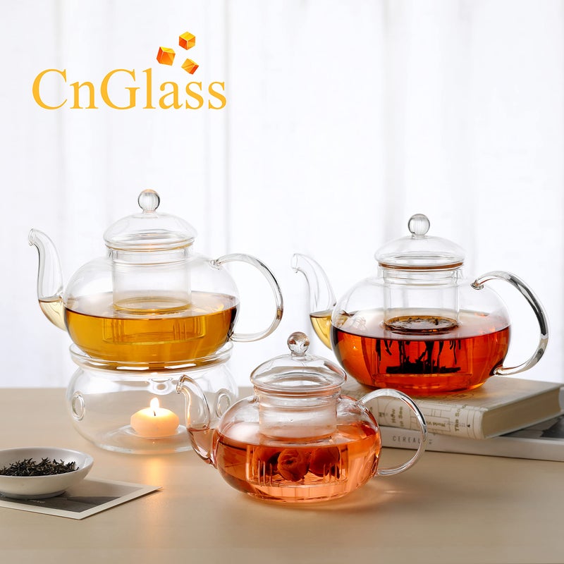CnGlass 1200ml Glass Teapot with Removable Infuser Stovetop Safe Tea Kettle Blooming & Loose Leaf Tea Pot - Image 5
